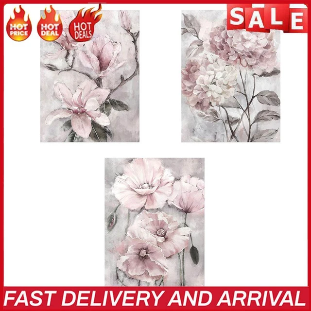 Pink Flower Oil Paint By Numbers Kit Canvas Picture for Adults Children No Frame