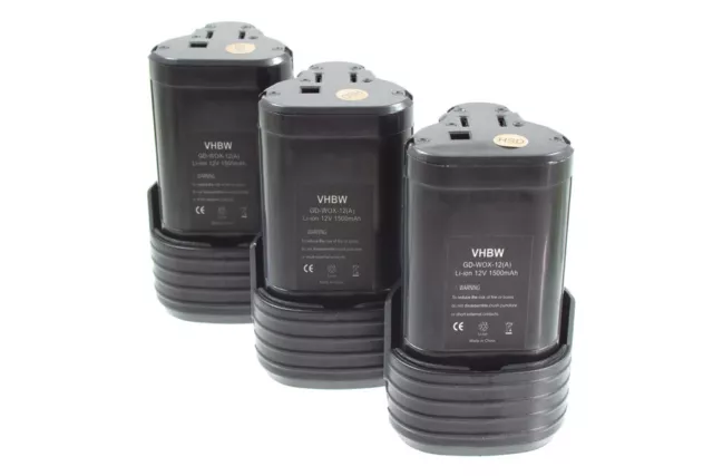 3x BATTERIE 12V 1500mAh Li-Ion pour Worx WX125, WX382.2, WX382.3