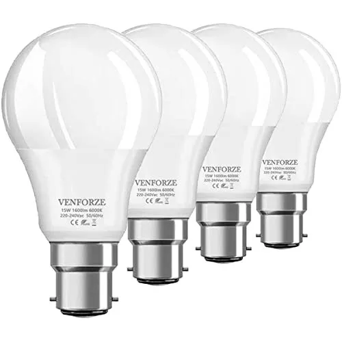 Venforze Bayonet Light Bulbs 150 Watt Equivalent, 15W A60 B22 LED Bulbs, Super