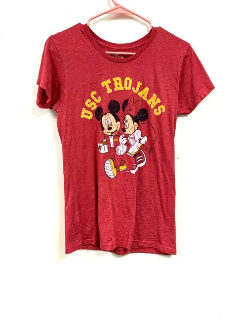 Disney Mickey & Minnie Mouse Womens Red Graphic T Shirt - USC Trojans - Size S