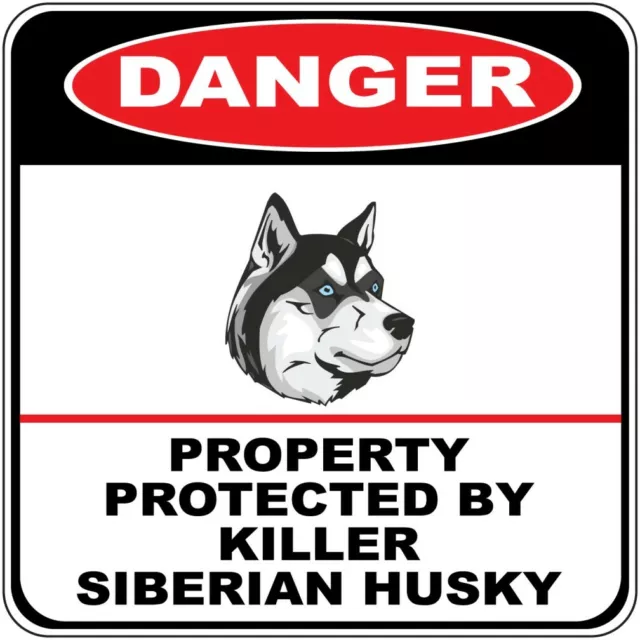 Yellow Crossing Sign Danger Protected Killer Siberian Husky Dog Cross Xing Metal