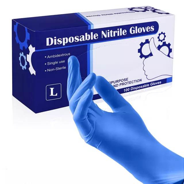 BLUE NITRILE GLOVES Examination Gloves|Clear PE Gloves|Disposable Gloves,100 Pcs 3