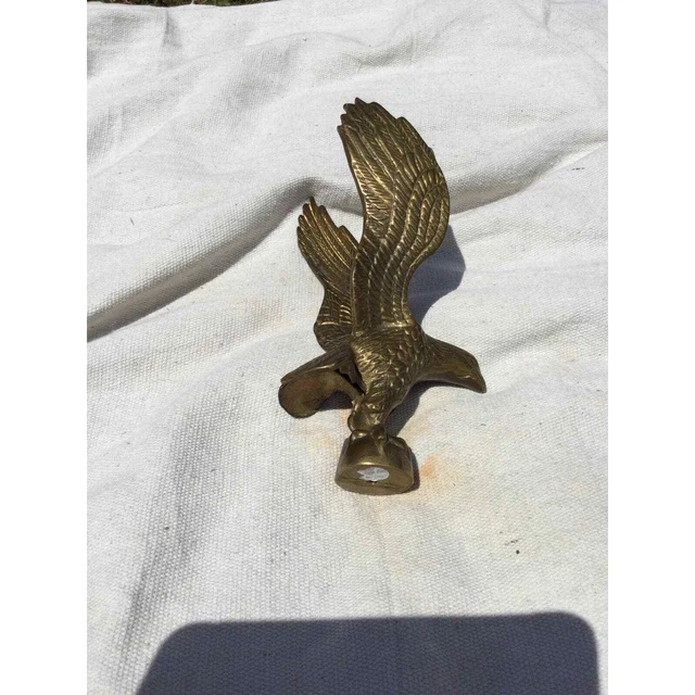 Vintage 6” brass eagle figurine gold bird patriotic farmhouse country millennial