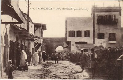CPA AK CASABLANCA Porte Marrakech Quartier arabe MAROC (23958)