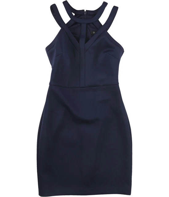 GUESS Donna senza Maniche Vestito Aderente, Blu, 2