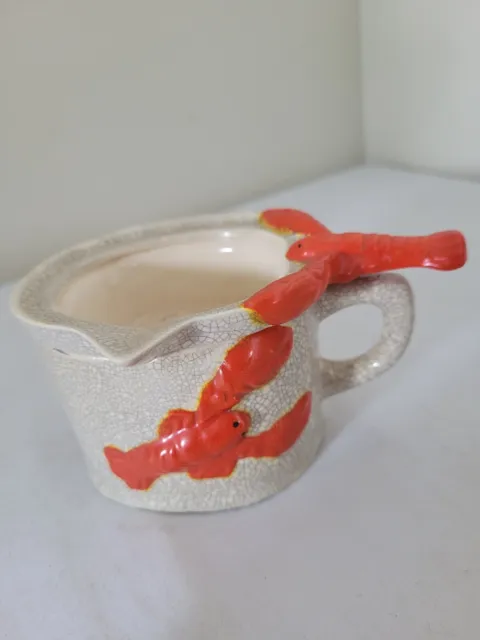 Vintage Ceramic Lobster Melted Butter Warmer Hot Water 2-Piece Dish Set