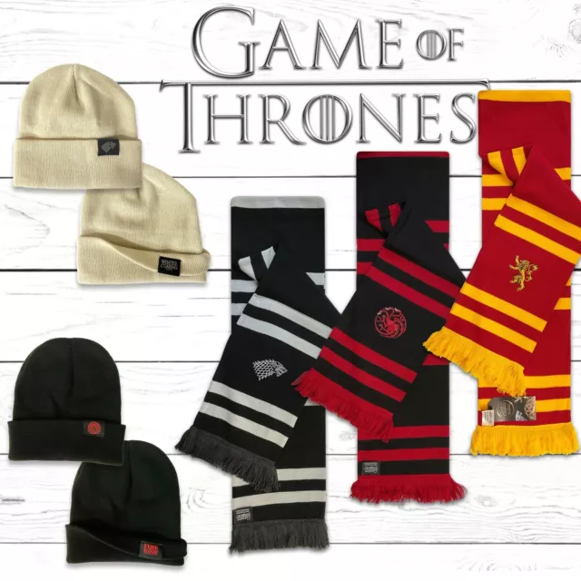 Official Game Of Thrones Winter Beanie Hat & Scarf Stark Lannister Targaryen