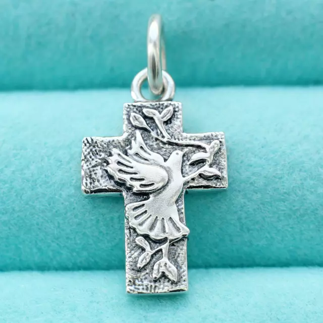 Dove Olive Branch Cross Pendant Charm 925 Sterling Silver Easter Gift F Necklace