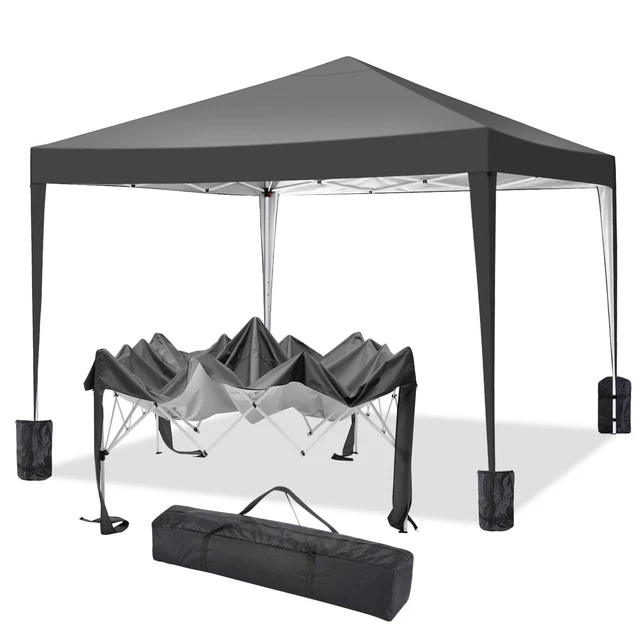 Pavillon Pavillion 3x3m Gazebo Partyzelt Gartenpavillon Wasserdicht Faltbar Schw 2