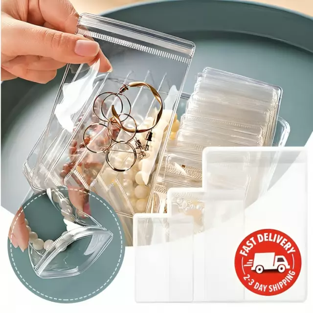 Zip-Seal Bag Clear Transparent Thicken Storage Slots Organiser Jewellery Earring