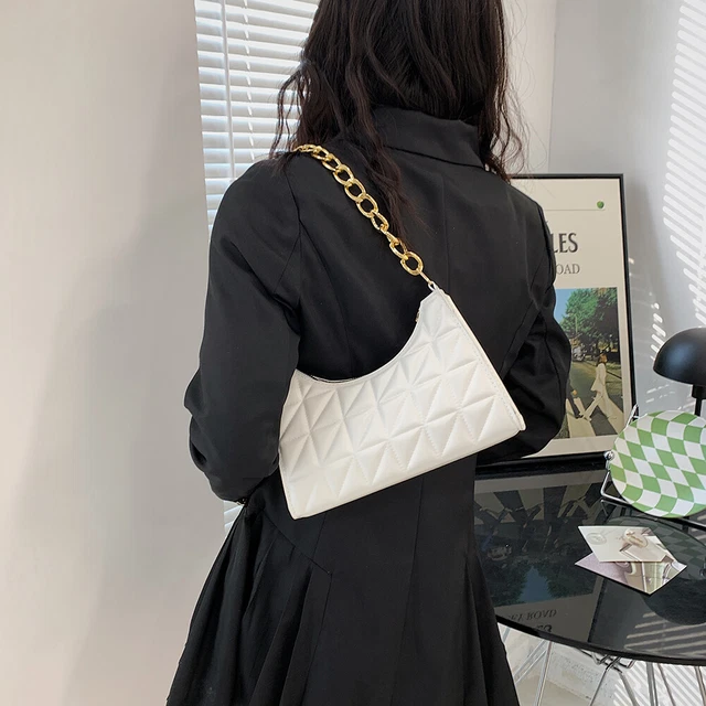 Borsa a tracolla donna pelle PU Lady Lattice borsa a tracolla (bianca) -it