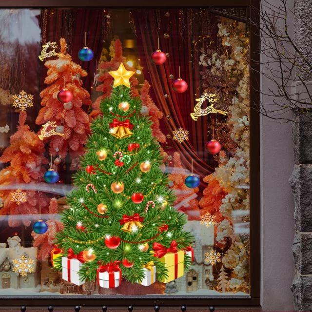 Christmas Window Sticker Xmas Tree Removable Window Sticker Wall Home Shop Decor