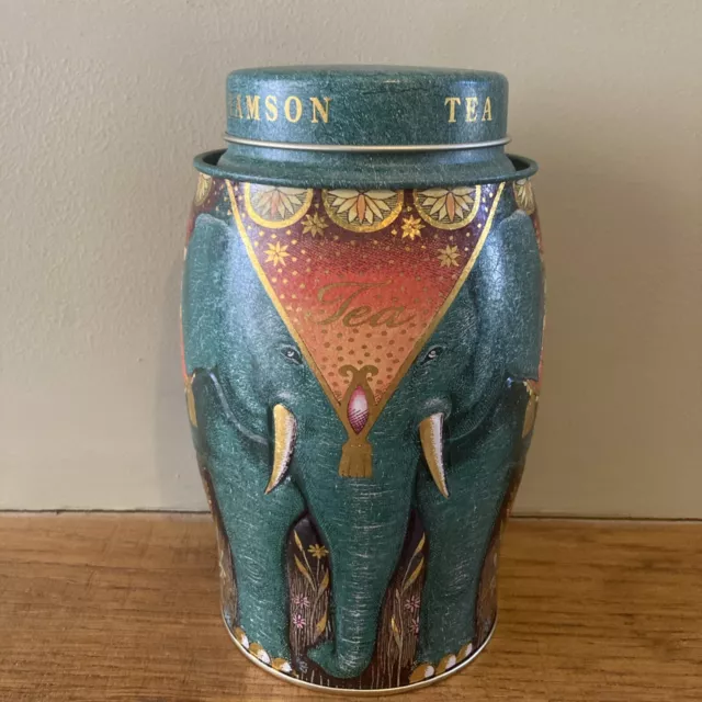 Williamson Elephant Tea Caddy Dark Green And Gold Traditional English Tea VGC