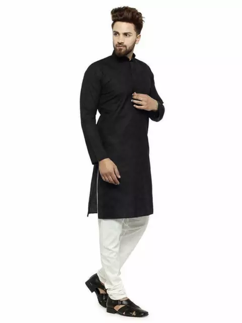 INDIEN HOMME V TEMENT Noir Court Kurta Coton M lange de Loisirs