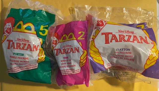 McDonald's Happy Meal Toy Disney's Tarzan 1999 #2 Terk #5 Porter #7 Clayton NEW