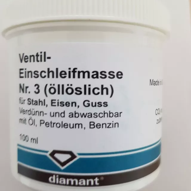 Ventil Einschleifmasse diamant® 100ml Stahl Eisen Guss Nr. 3 fein** Nachschliff