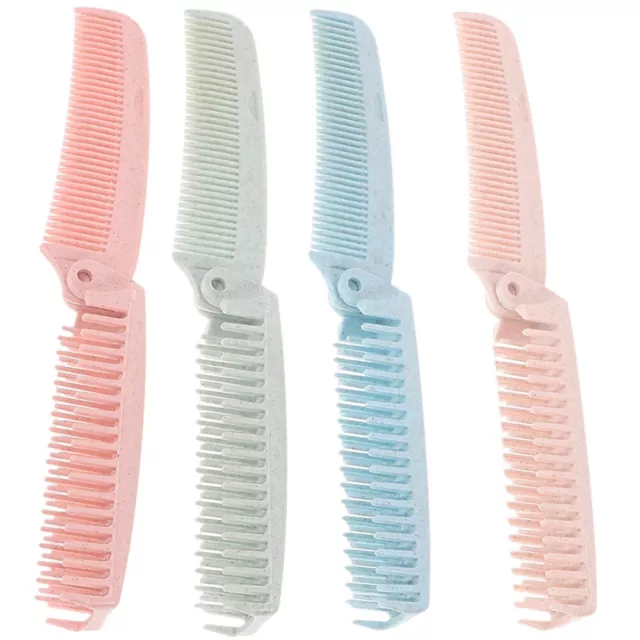 4 PCS Travel Women Foldable Comb Baby Braiding Brush Wallet-fit Hairbrushes