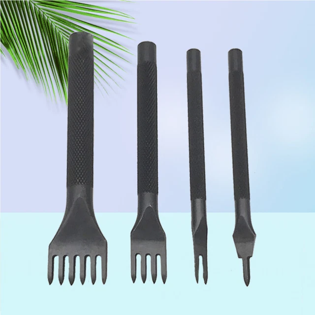4 Pcs Meißellocher-Set Handwerkszeug Aus Leder Ledernähmeißel