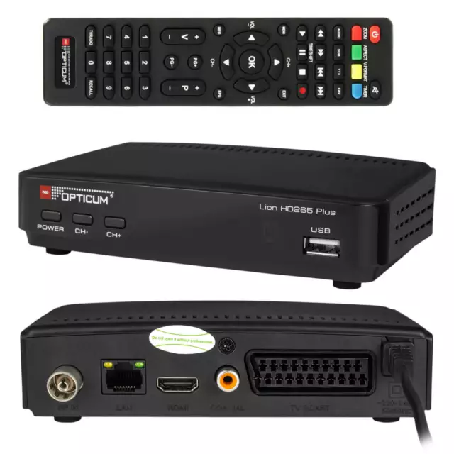 DVB-T2 FULL HD TV Receiver Terrestrisch RED Opticum Lion H.265 PLUS HEVC HDMI