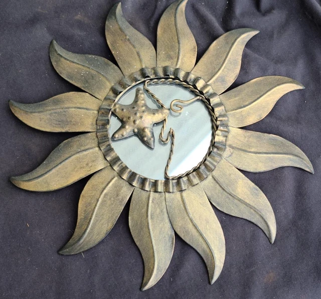 Beautiful Pressed Tin Small Decorative Wall Mirror – SUN & STAR DESIGN – VGC