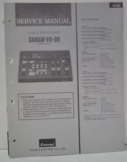 NOS - Sansui VX-99 Video Processor Service Manual Only