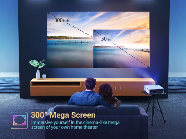 8K 5G WiFi Bluetooth Android Projector HD 1080P Outdoor Home Cinema HDMI AV