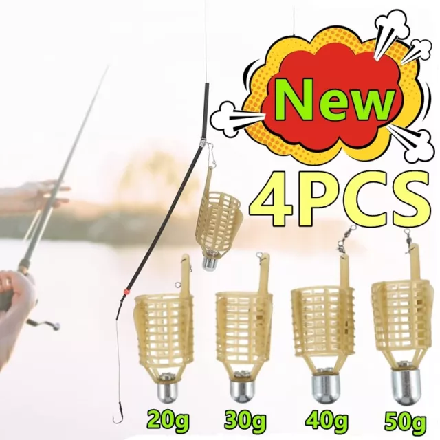 4/1pcs Fishing Feeder Bait Cage Load Iron Head Fishing Trap Basket Holder 20-50g