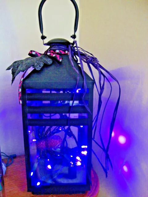 Halloween Lamp Purple Spider Led Light Party Black metal Lantern  Decor