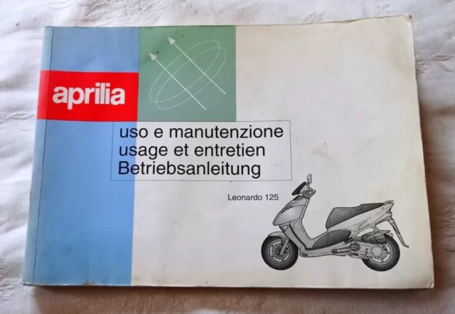 Aprilia Libretto Uso E Manutenzione Istruzioni Italiano Leonardo 125 1996