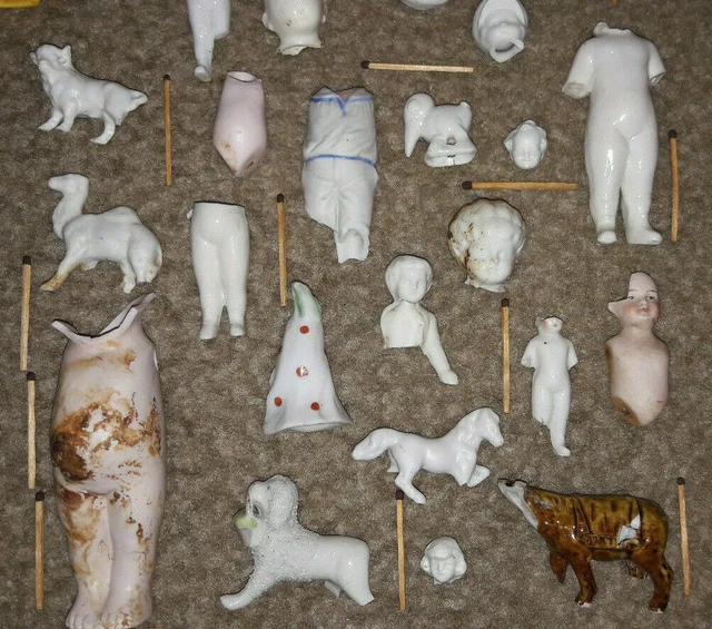 Bodenfund antike Porzellan Figuren Köpfe Torsos Tiere Brüche zum Basteln Deko 4