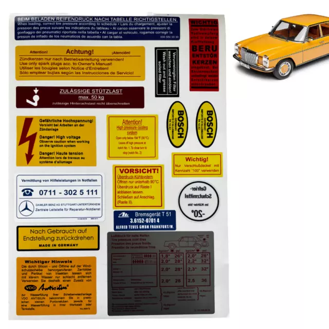 Aufkleber Sticker für Mercedes-Benz W114 W115