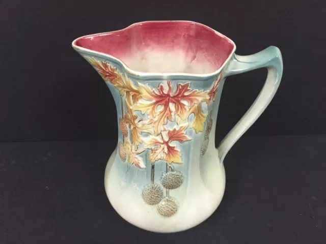 English Majolica Gumball Tree Pitcher by Wm. Kirby c.1879-1885 Antique