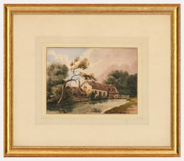 English School 19th Century Watercolour - Landscape with Mill Buildings