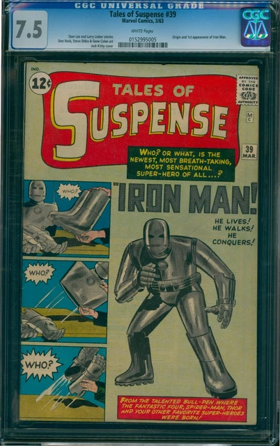 Tales Of Suspense #39 CGC 7.5 WHITE pages (1963) Beautiful book! 1st Iron Man!