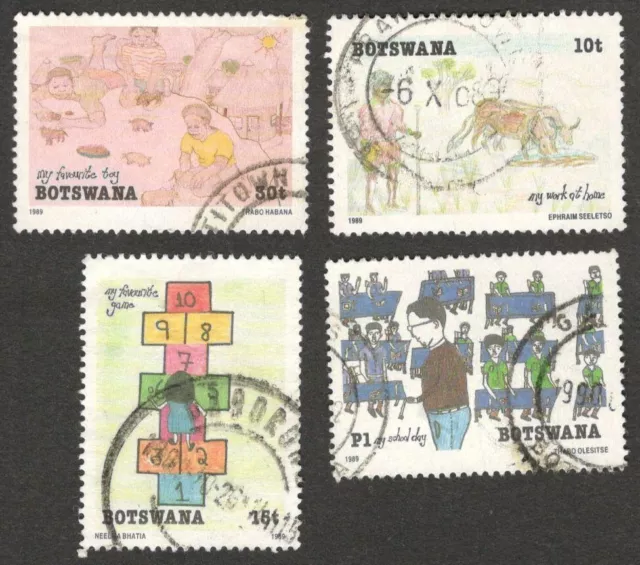 (AOP) Botswana #460-63 1989 Children's Paintings set of 4 used