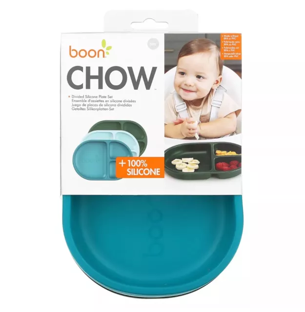 Chow, Divided Silicone Plate Set, 6m+, 3 Pack