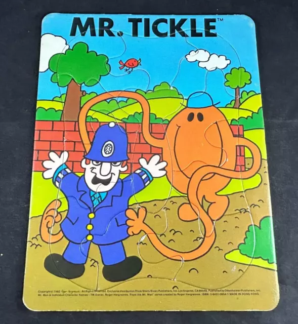 1982 Mr Tickle Roger Hargreaves Mr Men 12 Piece Frame Tray Puzzle Vtg Rare Htf