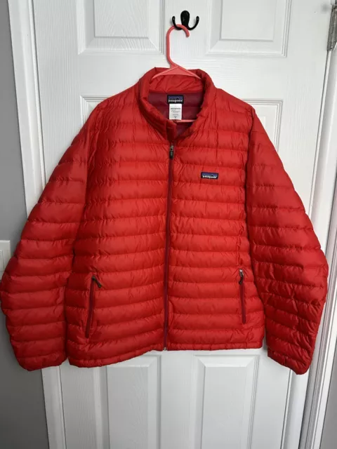 PATAGONIA JACKET MENS XL Red Goose Down Sweater Full Zip Up Puffer Coat ...