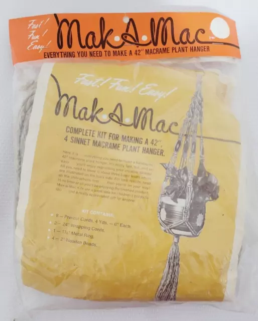 Kit vintage de 42 pulgadas Macrame Mak A Mac para colgadores de plantas NUEVO sellado de lote antiguo