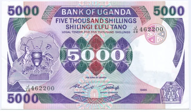 Uganda 5,000 Shillings 1986, P.24b_XF/XF+