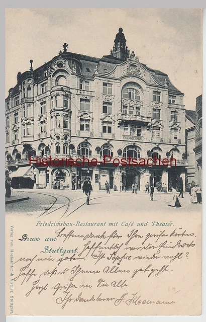 (108677) AK Gruss aus Stuttgart, Friedrichsbau-Restaurant mit Café u. Theater, 1