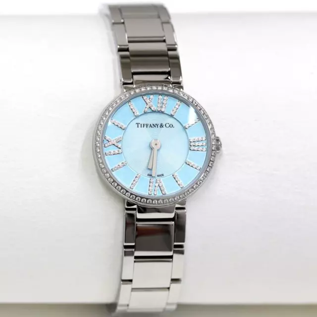 Tiffany & Co. Atlas 2 Hand 63320803 Quartz Diamond Blue Dial Bracelet Womens