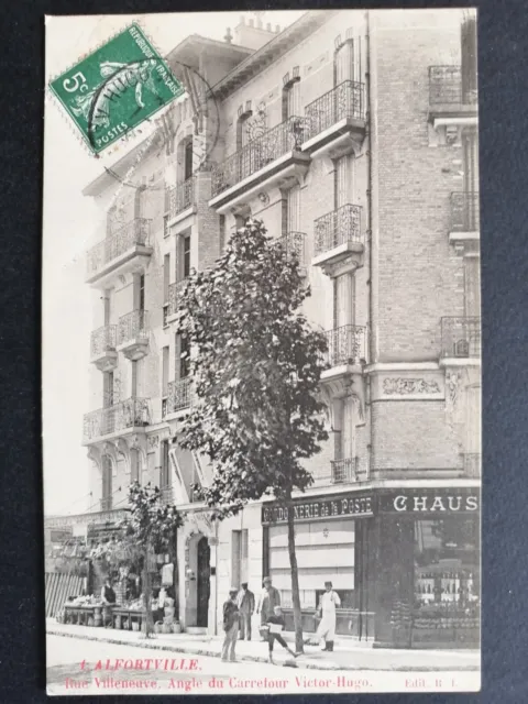 cpa Rare 94 ALFORTVILLE Rue VILLENEUVE Place Jean JAURÈS Cordonnerie de la POSTE
