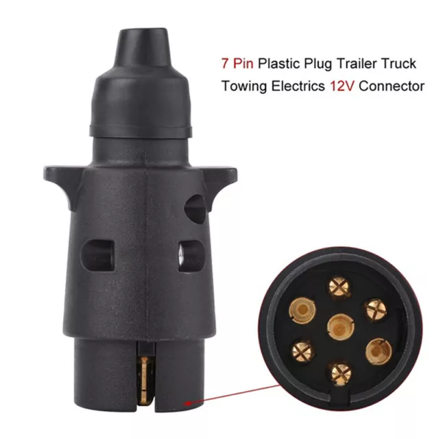 Plastic 7Pin 12V Trailer Plug Socket Wiring Connector Adapter Black Towing -xd