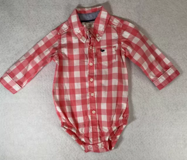 Carters Polo Shirt Toddler Boys Size 12 Months Pink checkered 100% Cotton