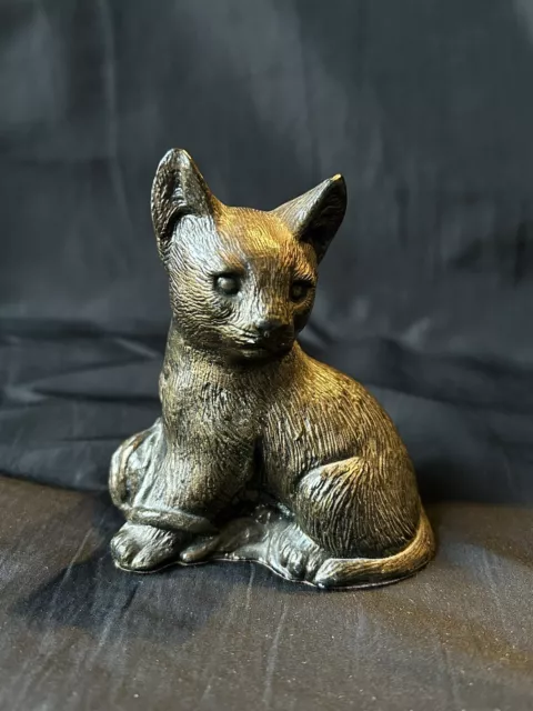 Vintage Priory Castings Brown Cat with Ball of Wool Figurine Statue Ornament