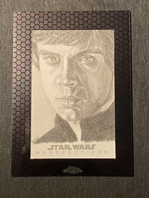 2014 Topps Star Wars Chrome Perspectives Sketch Card Luke By KAREN HINSON 1/1