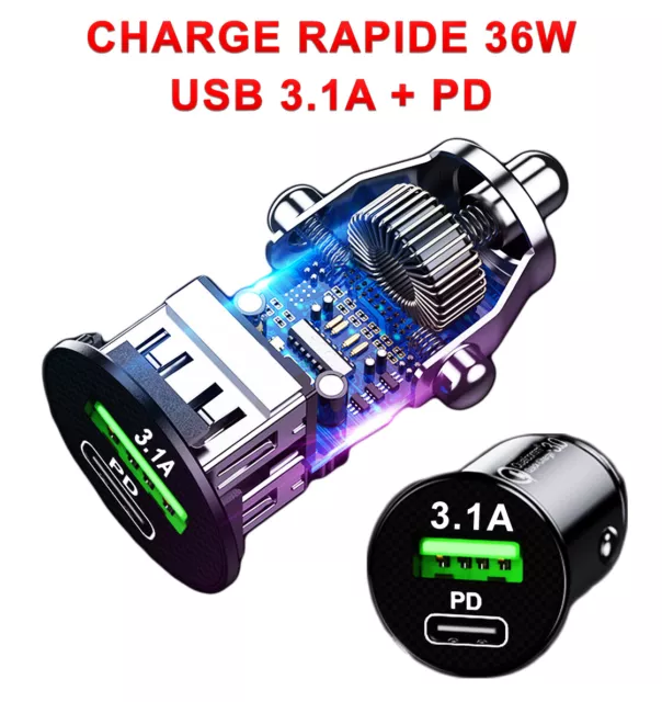 Quick Charge 3.0 Adaptateur Allume-Cigare 120W, Qidoe 12V/24V CC 3