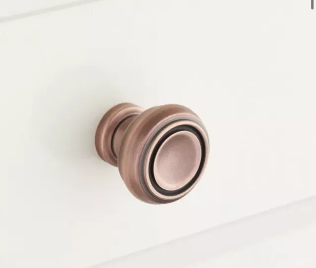 Signature hardware 1" CIPULLO SOLID BRASS ROUND CABINET KNOB - ANTIQUE COPPER