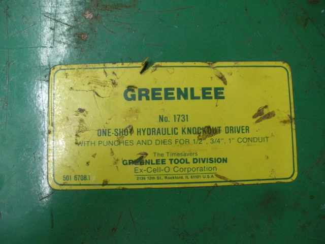 Greenlee 1731 C frame punch with case 1/2 3/4 1" dies &  pump